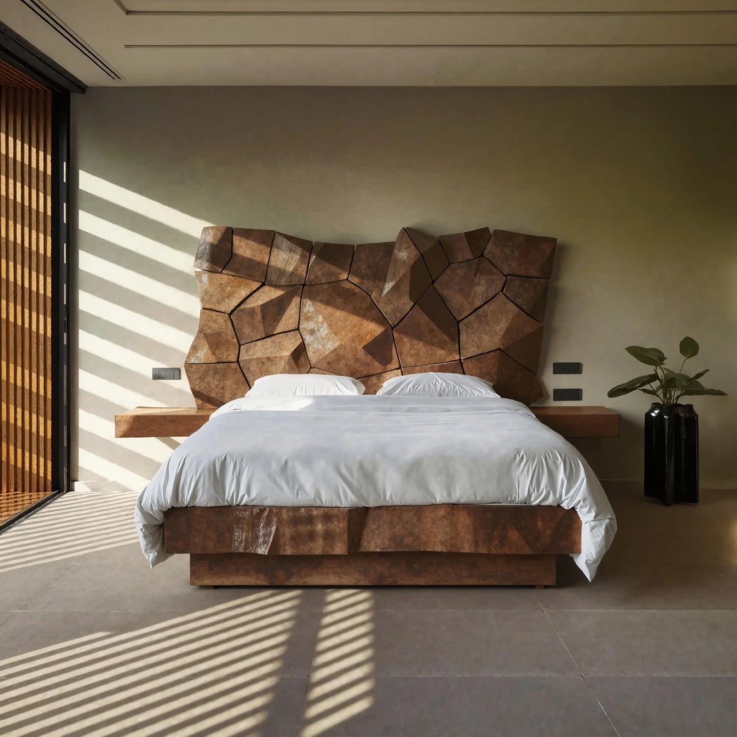 Modern Geometric Headboard Panel For King Or Queen Bed