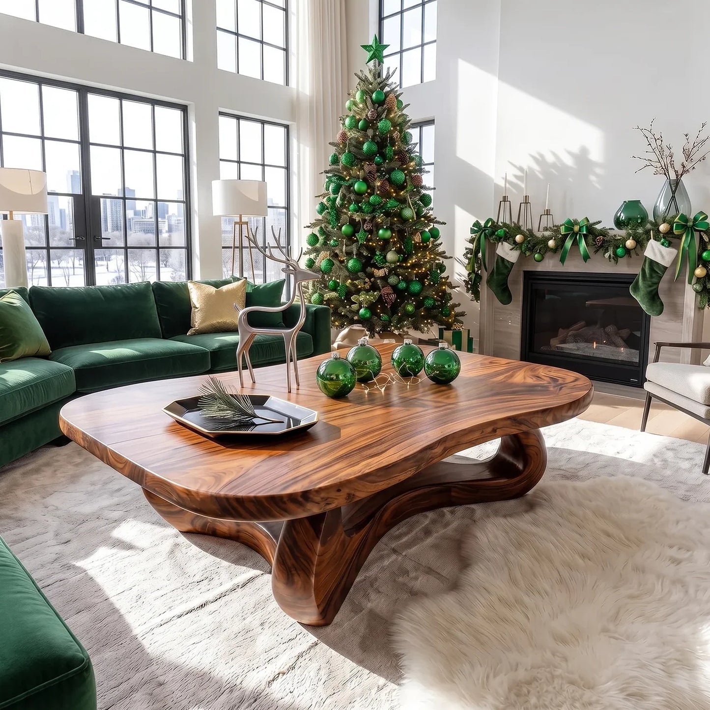 Rustic Wooden Live Edge Coffee Table For Holiday Home Furniture